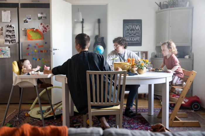 family eating dinner